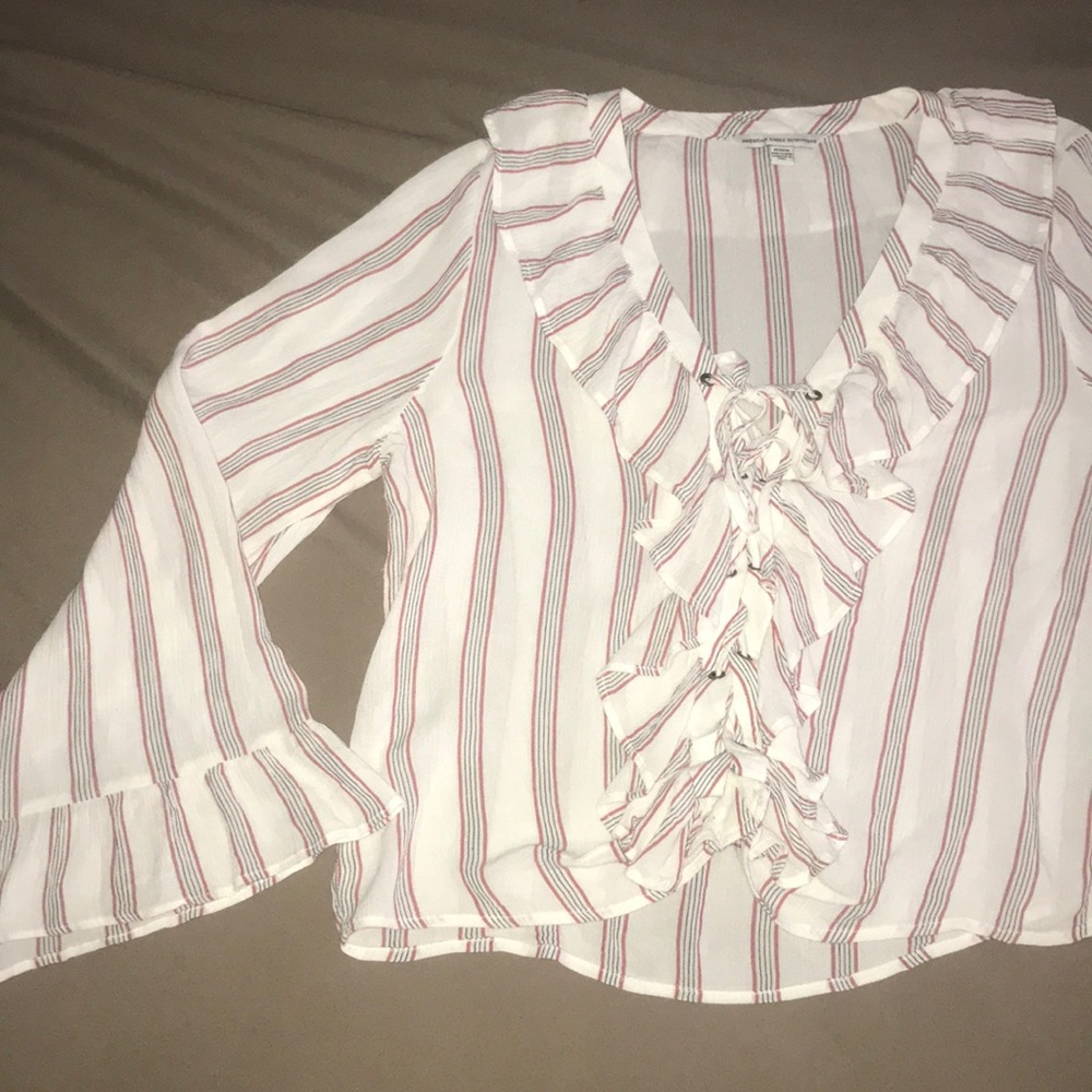 American eagle lace up from striped shirt
